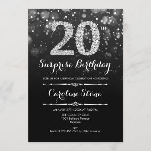 Invitation Surprise 20e anniversaire - Argent noir