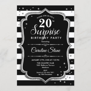 Invitation Surprise 20e anniversaire - Black White Silver