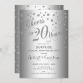 Invitation Surprise 20e anniversaire de mariage - Argent (Devant / Derrière)