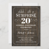 Invitation Surprise 20e anniversaire de mariage - Bois rustiq (Devant)