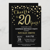 Invitation Surprise 20e anniversaire Diamant noir et or (Devant / Derrière)