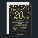 Invitation Surprise 20e anniversaire Diamant noir et or<br><div class="desc">Invitation surprise 20e anniversaire avec Arrière - plan diamant Parties scintillant noir et or. Confetti d'or. Anniversaire adulte. Hommes ou Femmes Anniversaire. Pour plus de personnalisation,  cliquez sur le bouton "Customiser" et utilisez notre outil de conception pour modifier ce modèle.</div>