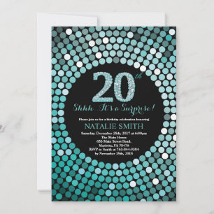 Invitation Surprise 20e Anniversaire Noir et Paillettes Sarce