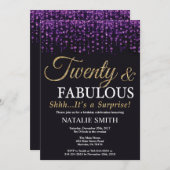 Invitation Surprise 20e anniversaire Parties scintillant viol (Devant / Derrière)