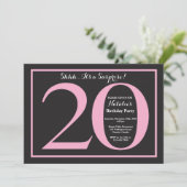 Invitation Surprise 20e anniversaire Pink and Black Chalkboar (Debout devant)