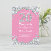 Invitation Surprise 20e anniversaire PInk et Silver Diamond (Debout devant)