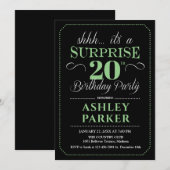 Invitation Surprise 20e fête d'anniversaire - Black Green (Devant / Derrière)