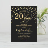 Invitation Surprise 20e fête d'anniversaire - Gold Black (Debout devant)