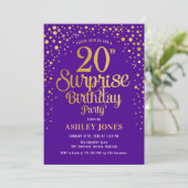 Invitation Surprise 20e fête d'anniversaire - Purple & Gold (Debout devant)