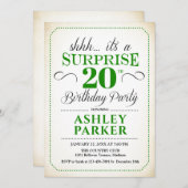 Invitation Surprise 20e fête d'anniversaire - White Green (Devant / Derrière)