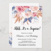 Invitation Surprise 21e anniversaire Aquarelle Botanique Flor (Devant / Derrière)