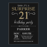 Invitation surprise 21e anniversaire Black and Gol<br><div class="desc">Invitation surprise 21e anniversaire avec Arrière - plan de Parties scintillant noir et or. Tableau de bord. Anniversaire adulte. Hommes ou femmes Anniversaire Invitation. Quel que soit l'âge.
Pour plus de personnalisation,  cliquez sur le bouton "Customiser" et utilisez notre outil de conception pour modifier ce modèle.</div>
