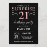 Invitation Surprise 21e anniversaire Black and Rose Pink Gold<br><div class="desc">Invitation surprise 21e anniversaire avec Arrière - plan de Parties scintillant d'or noir et Rose rose. Tableau de bord. Anniversaire adulte. Hommes ou femmes Anniversaire Invitation. Quel que soit l'âge.
Pour plus de personnalisation,  cliquez sur le bouton "Customiser" et utilisez notre outil de conception pour modifier ce modèle.</div>