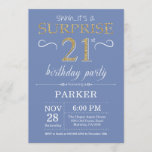 Invitation surprise 21e anniversaire Bleu et or<br><div class="desc">Invitation surprise 21e anniversaire avec Arrière - plan de Parties scintillant Bleu et Or. Anniversaire adulte. Hommes ou femmes Anniversaire Invitation. Quel que soit l'âge.
Pour plus de personnalisation,  cliquez sur le bouton "Customiser" et utilisez notre outil de conception pour modifier ce modèle.</div>