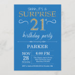 Invitation surprise 21e anniversaire Bleu et or<br><div class="desc">Invitation surprise 21e anniversaire avec Arrière - plan de Parties scintillant Bleu et Or. Anniversaire adulte. Hommes ou femmes Anniversaire Invitation. Quel que soit l'âge.
Pour plus de personnalisation,  cliquez sur le bouton "Customiser" et utilisez notre outil de conception pour modifier ce modèle.</div>