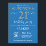 Invitation surprise 21e anniversaire Bleu et or<br><div class="desc">Invitation surprise 21e anniversaire avec Arrière - plan de Parties scintillant Bleu et Or. Anniversaire adulte. Hommes ou femmes Anniversaire Invitation. Quel que soit l'âge.
Pour plus de personnalisation,  cliquez sur le bouton "Customiser" et utilisez notre outil de conception pour modifier ce modèle.</div>