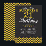 Invitation Surprise 21e Anniversaire Chevron Noir et Jaune<br><div class="desc">Invitation Surprise 21e Anniversaire avec Chevron Noir et Jaune. Tableau noir. Anniversaire Adulte. Invitation d'anniversaire pour homme ou femme. Pour une personnalisation plus poussée,  veuillez cliquer sur le bouton "Personnaliser" et utiliser notre outil de conception pour modifier ce modèle.</div>