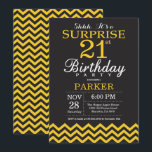 Invitation Surprise 21e Anniversaire Chevron Noir et Jaune<br><div class="desc">Invitation Surprise 21e Anniversaire avec Chevron Noir et Jaune. Tableau noir. Anniversaire Adulte. Invitation d'anniversaire pour homme ou femme. Pour une personnalisation plus poussée,  veuillez cliquer sur le bouton "Personnaliser" et utiliser notre outil de conception pour modifier ce modèle.</div>
