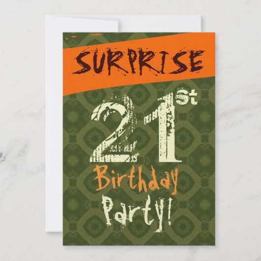 Invitation SURPRISE 21e anniversaire Chocolat vert orange W50 (Devant)