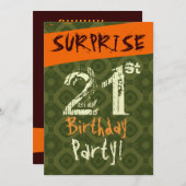 Invitation SURPRISE 21e anniversaire Chocolat vert orange W50 (Devant / Derrière)