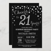 Invitation Surprise 21e anniversaire Diamant noir et argent (Devant / Derrière)
