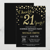 Invitation Surprise 21e anniversaire Diamant noir et or (Devant / Derrière)