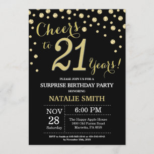 Invitation Surprise 21e anniversaire Diamant noir et or