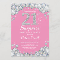 Surprise 21e anniversaire Diamant rose et argent