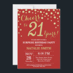 Invitation Surprise 21e anniversaire Diamant rouge et or<br><div class="desc">Invitation surprise 21e anniversaire avec Arrière - plan Diamant Parties scintillant Rouge et Or. Gold Confetti. Anniversaire adulte. Hommes ou femmes,  anniversaire.
Pour plus de personnalisation,  cliquez sur le bouton "Customiser" et utilisez notre outil de conception pour modifier ce modèle.</div>