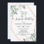 Invitation Surprise 21e anniversaire Eucalyptus Vert & Or<br><div class="desc">Surprise 21e anniversaire Elégant Eucalyptus Verdure et Invitation d'or. 1er 2ème 3ème 4ème 5ème 13ème 15ème 16ème 18ème 20ème 21ème 30ème 40ème 50ème 60ème 70ème 80ème 90ème 100ème N'importe quel âge. Pour plus de personnalisation,  cliquez sur le bouton "Customiser" et utilisez notre outil de conception pour modifier ce modèle.</div>