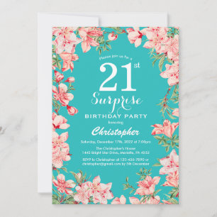 Invitation Surprise 21e anniversaire Fleurs florales roses Tu