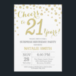 Invitation Surprise 21e anniversaire Gold Parties scintillant<br><div class="desc">Surprise 21e anniversaire Invitation avec Parties scintillant d'or Arrière - plan diamant. Confetti d'or. Anniversaire adulte. Hommes ou Femmes Anniversaire. Pour plus de personnalisation,  cliquez sur le bouton "Customiser" et utilisez notre outil de conception pour modifier ce modèle.</div>