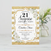 Invitation Surprise 21e anniversaire - Gold White (Debout devant)
