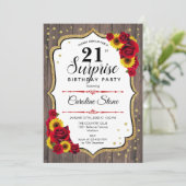 Invitation Surprise 21e anniversaire - Gold White Red Invitat (Debout devant)