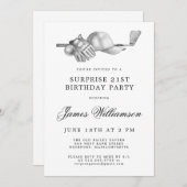 Invitation SURPRISE 21e Anniversaire Golf Thème (Devant / Derrière)