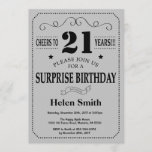 Invitation Surprise 21e anniversaire gris noir et argent<br><div class="desc">Invitation Surprise 21e anniversaire Typographie noir et gris argenté. Arrière - plan gris noir et gris argenté. Anniversaire adulte. Hommes ou femmes, anniversaire. Enfants Garçon ou fille Ado Anniversaire adolescente Invitation . 13e 15e 16e 18e 20e 21e 30e 40e 50e 60e 70e 80e 90e 100e. N'Importe Quel Âge. Pour plus...</div>