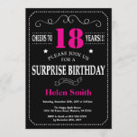 Invitation Surprise 21e anniversaire Hot Pink and Black<br><div class="desc">Invitation surprise 18e anniversaire Invitation Hot Pink et Black Typographie. Tableau de bord. Arrière - plan noir et blanc. Anniversaire adulte. Hommes ou femmes, anniversaire. Enfants Garçon ou fille Ado Anniversaire adolescente Invitation . 13e 15e 16e 18e 20e 21e 30e 40e 50e 60e 70e 80e 90e 100e. N'Importe Quel Âge....</div>