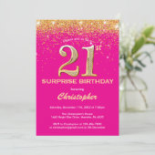 Invitation Surprise 21e anniversaire Hot Pink and Gold Partie (Debout devant)