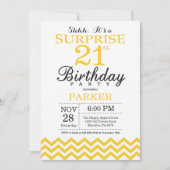 Invitation surprise 21e anniversaire Jaune Chevron (Devant)