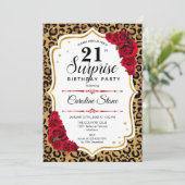 Invitation Surprise 21e anniversaire - Leopard Gold Blanc Rou (Debout devant)