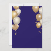 Invitation Surprise 21e anniversaire Marine Bleu et Ballons d (Dos)