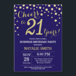 Invitation Surprise 21e anniversaire Marine Bleu et Diamant O<br><div class="desc">Surprise 21e anniversaire Invitation avec Marine Blue et Gold Parties scintillant Arrière - plan diamant. Confetti d'or. Anniversaire adulte. Hommes ou Femmes Anniversaire. Pour plus de personnalisation,  cliquez sur le bouton "Customiser" et utilisez notre outil de conception pour modifier ce modèle.</div>