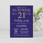 Invitation Surprise 21e anniversaire Marine Blue and Gold Par (Debout devant)