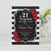 Invitation Surprise 21e anniversaire - Noir Blanc Rouge (Debout devant)