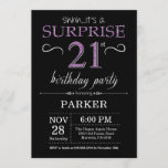 Invitation surprise 21e anniversaire Noir et pourp<br><div class="desc">Invitation surprise 21e anniversaire avec Arrière - plan de Parties scintillant noir et violet. Tableau de bord. Anniversaire adulte. Hommes ou femmes Anniversaire Invitation. Quel que soit l'âge.
Pour plus de personnalisation,  cliquez sur le bouton "Customiser" et utilisez notre outil de conception pour modifier ce modèle.</div>