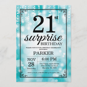 Invitation surprise 21e anniversaire Parties scint