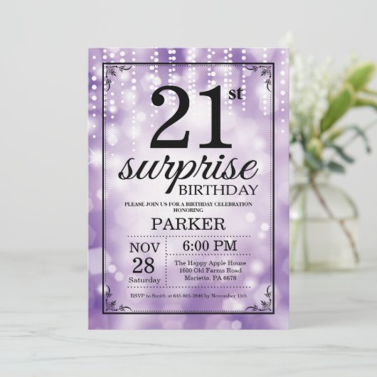 Invitation surprise 21e anniversaire Parties scint (Debout devant)