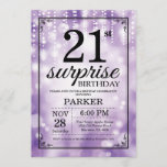 Invitation surprise 21e anniversaire Parties scint<br><div class="desc">Invitation surprise 21e anniversaire avec lumière à cordes violettes avec Arrière - plan à Parties scintillant violet. Anniversaire mauve. Anniversaire adulte. Hommes ou femmes Anniversaire Invitation. 13e 15e 16e 18e 20e 21e 30e 40e 50e 60e 70e 80e 90e 100e, n'importe quel âge. Pour plus de personnalisation, cliquez sur le bouton...</div>