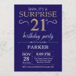 Invitation Surprise 21e anniversaire Parties scintillant bleu<br><div class="desc">Invitation surprise 21e anniversaire avec Arrière - plan de Parties scintillant bleu et or Navy. Anniversaire adulte. Hommes ou femmes Anniversaire Invitation.
Quel que soit l'âge. Pour plus de personnalisation,  cliquez sur le bouton "Customiser" et utilisez notre outil de conception pour modifier ce modèle.</div>