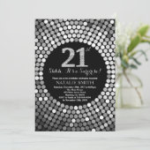 Invitation Surprise 21e anniversaire Parties scintillant noir (Debout devant)